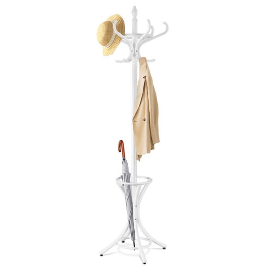 Coast Staande Kapstok - 12 Haken - Met Parapluhouder - 51 x 51 x 184 cm - Wit
