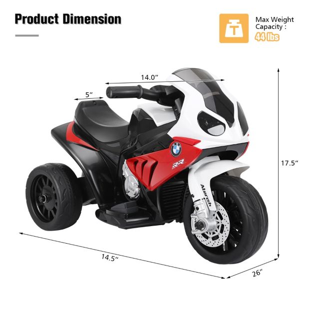 Coast Kinder Motorfiets - PP - 6V - Incl. Muziek - 66x37x44cm - Rood