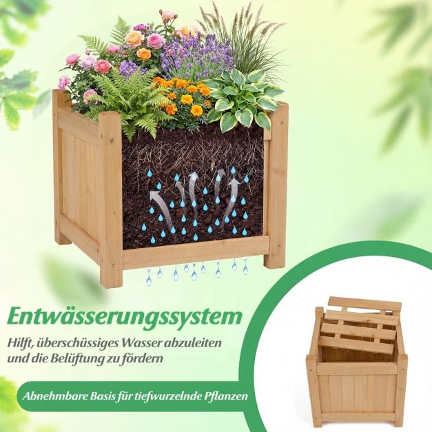 Coast Plantenbak met Tuinbank Houtkleur – Massief Houten Bloembak met 2 Zijbakken – 105 x 26,5 x 29,5 cm
