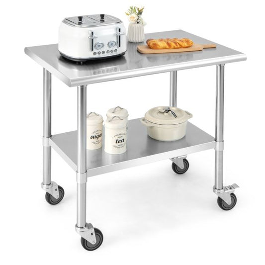 Coast roestvrijstalen tafel werktafel keukentafel roestvrij staal zilverachtig 91,5 x 61 x 88,5 cm