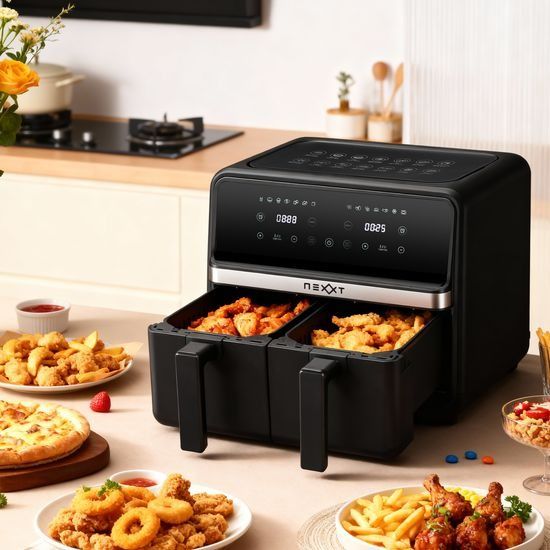 Nexxt Dual Basket Airfryer - 8L 2x 4L - Zwart