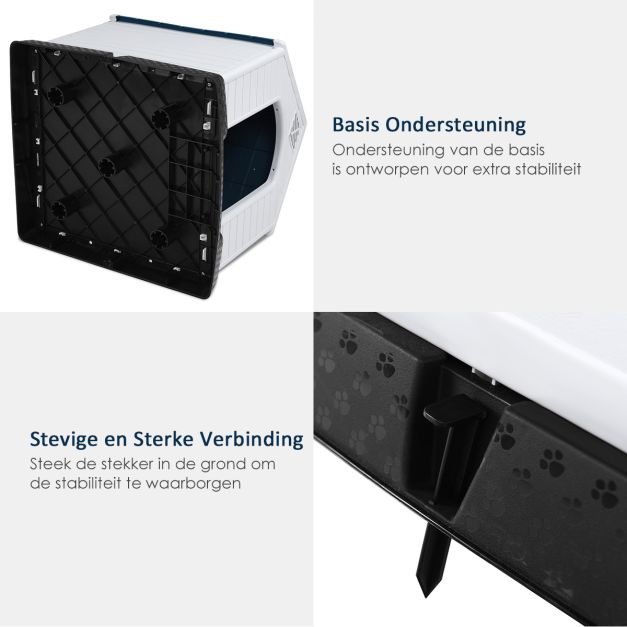 Coast Hondenhok Verhoogd - 70 cm x 65 cm x 71,5 cm - Blauw/Wit