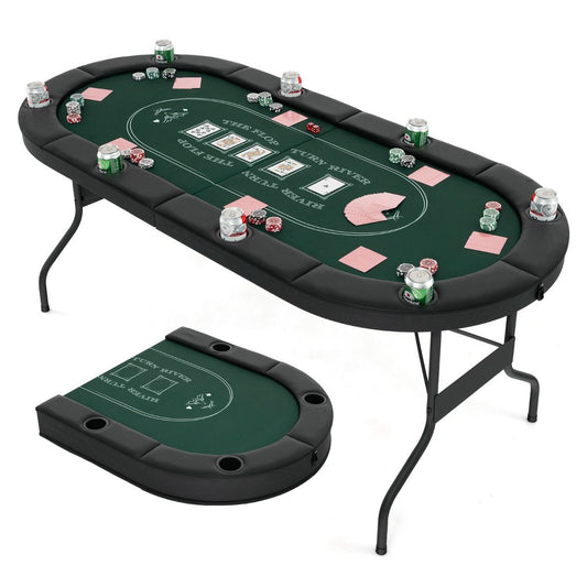 Coast Opvouwbare Pokertafel - Voor 8 Spelers, Gevoerde Armsteun & Bekerhouders - LxBxH - MDF/Vinyl - Zwart