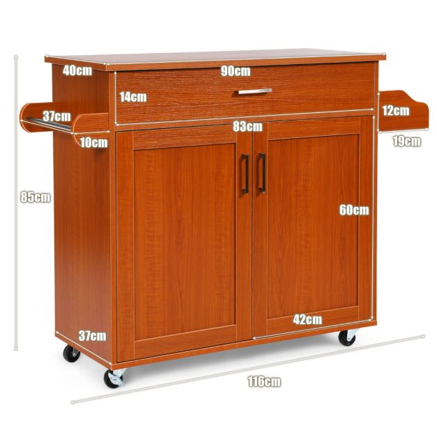 Coast keukenauto met handdoekhouder en kruidenbord keukeneiland met lade 116 x 40 x 85 cm bruin