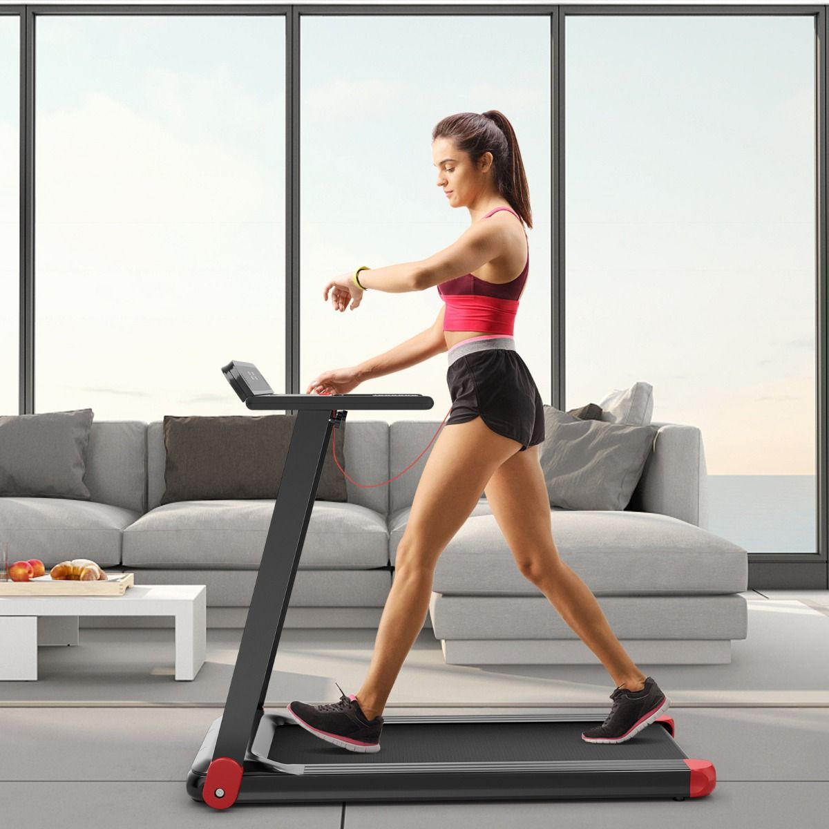 Coast Loopband Met Bluetooth - 1-12 km/u - Inklapbaar - 113 x 57,5 x 94 cm - Rood/Zwart
