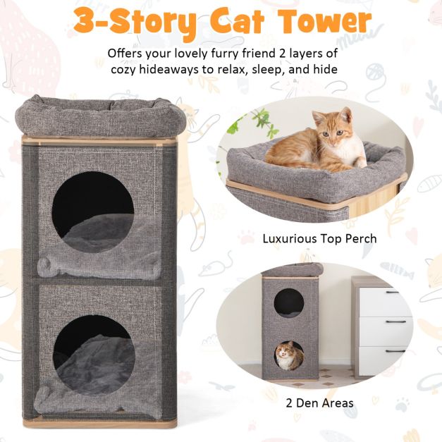Coast Kattenhuis - 2 Verdiepingen - Max. 20 kg - Grijs / Hout