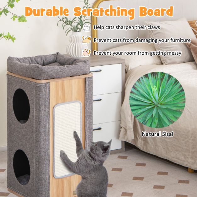 Coast Kattenhuis - 2 Verdiepingen - Max. 20 kg - Grijs / Hout