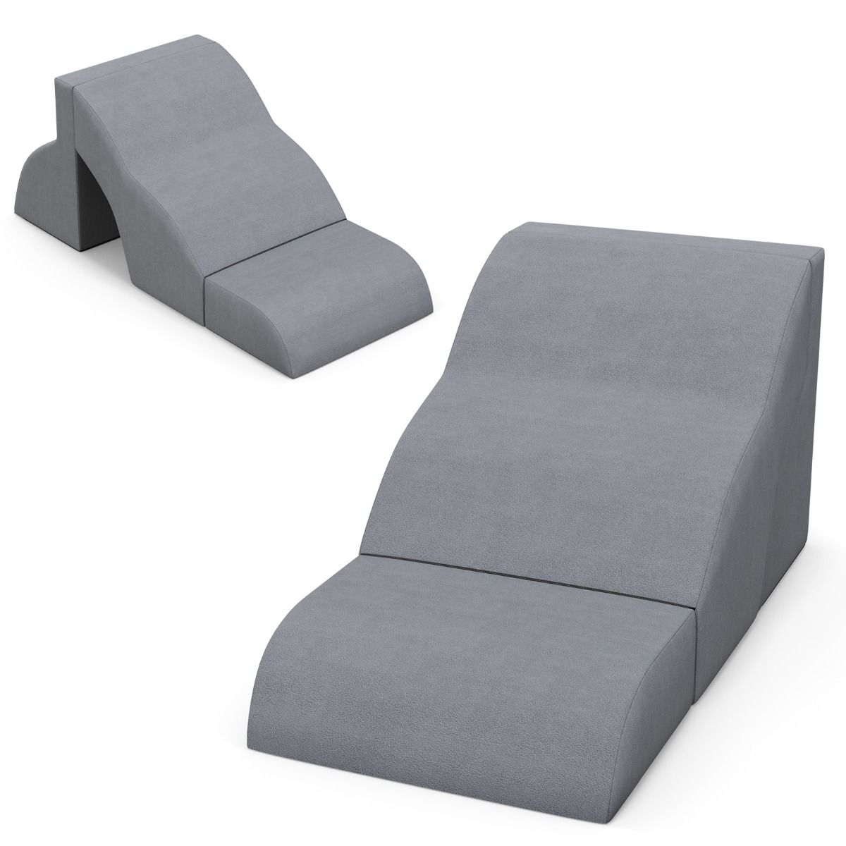 Coast Extra Brede Schuimrubberen Oprijplaat voor Huisdieren 2-in-1 met 3 Niveaus – Antislip – Grijs – 97 x 40 x 40 cm