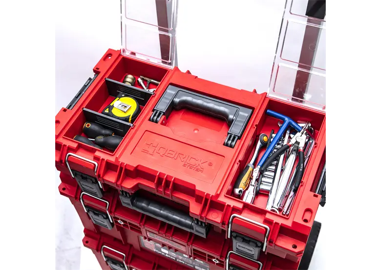 Qbrick System PRIME Set 1 RED Ultra HD – Modulaire Gereedschapswagen met Toolbox 150 en 250 Vario – 3-Delig