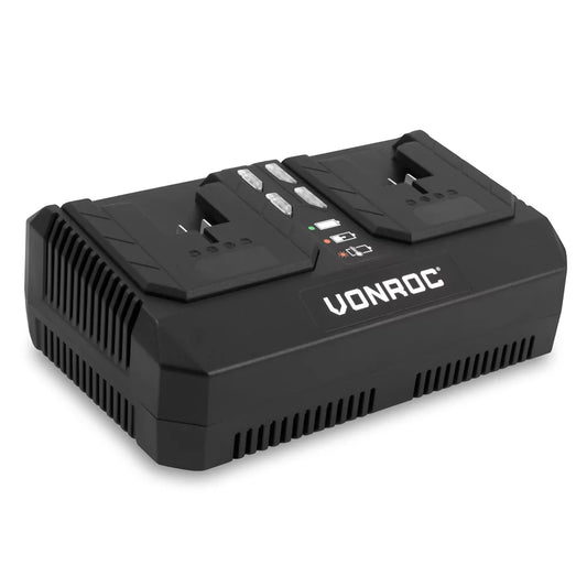 Vonroc VPower Dual Quick Charger 20V – 88W – 4.0A – Snellader voor 20V Batterijen