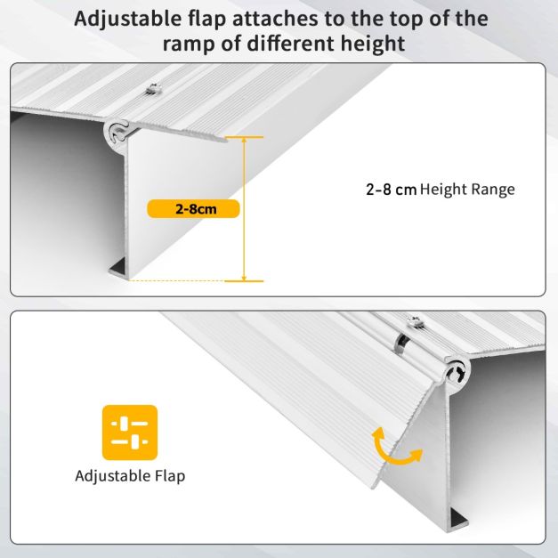 Coast Oprijplaat – Verstelbaar – Aluminium – Antislip – 317 kg max. belastbaar – 86,5 x 41,5 x 8,5 cm – Zilver