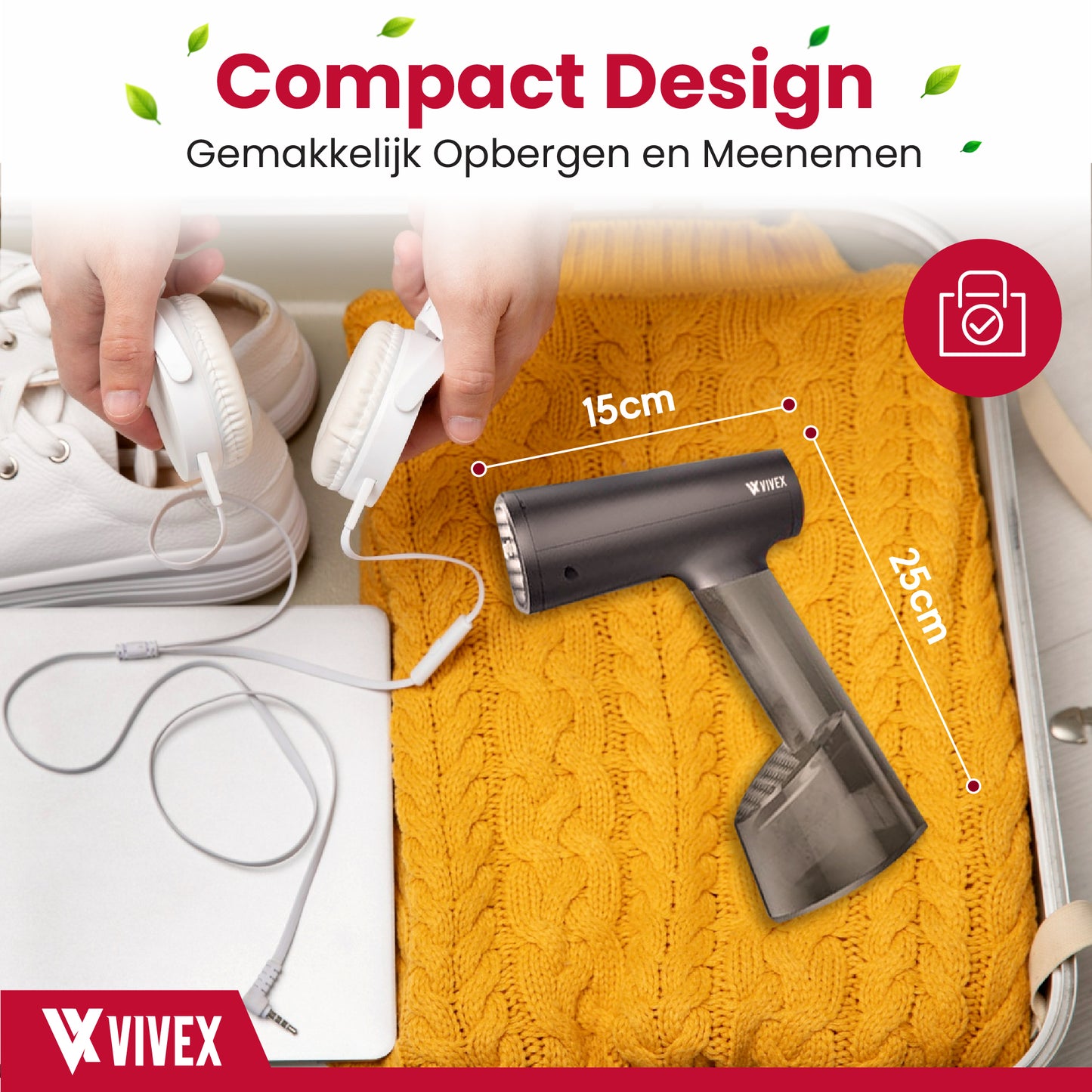 Vivex® Kledingstomer - Handstomer voor Kleding en Meubilair - Stoomapparaat - Gratis Opzetstuk + Extra Reservoir