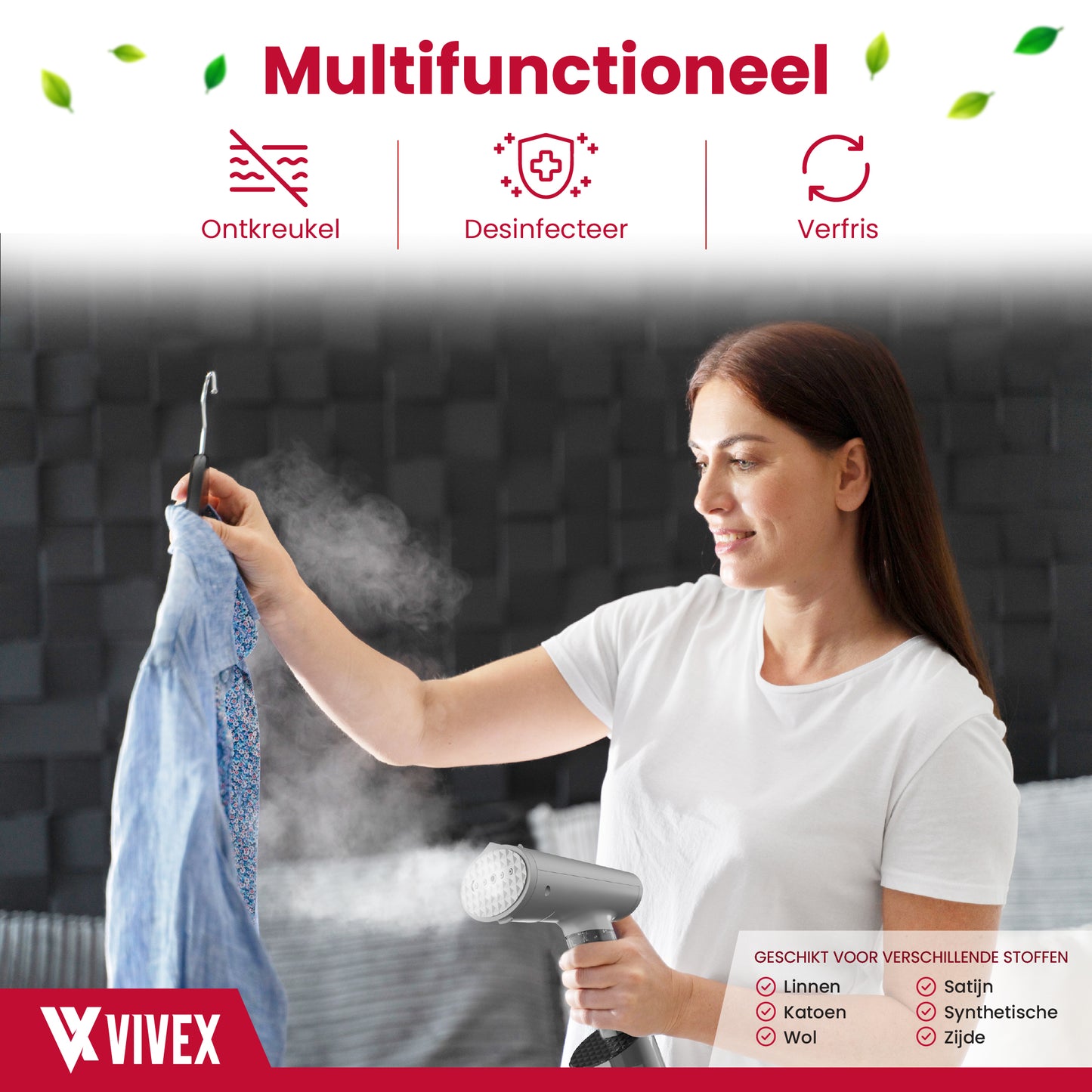 Vivex® Kledingstomer - Handstomer voor Kleding en Meubilair - Stoomapparaat - Gratis Opzetstuk + Extra Reservoir