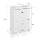 SoBuy Smalle Schoenenkast met 2 Kleppen - Schoenentipper Zwart FSR78-L-W 75 x 24 x 96 cm