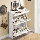 SoBuy Smalle Schoenenkast met 2 Kleppen - Schoenentipper Zwart FSR78-L-W 75 x 24 x 96 cm