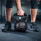 Yaheetech Kettlebell 10 kg – 26 x 22 x 30 cm – Voorzien Van Brede Ergonomische Handgreep En Platte Basis En Vloerbeschermende Kunststof Schaal – Voor Krachttraining En Thuisgebruik – Zwart Kunststof En Beton