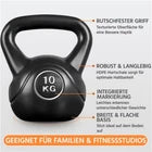 Yaheetech Kettlebell 10 kg – 26 x 22 x 30 cm – Voorzien Van Brede Ergonomische Handgreep En Platte Basis En Vloerbeschermende Kunststof Schaal – Voor Krachttraining En Thuisgebruik – Zwart Kunststof En Beton