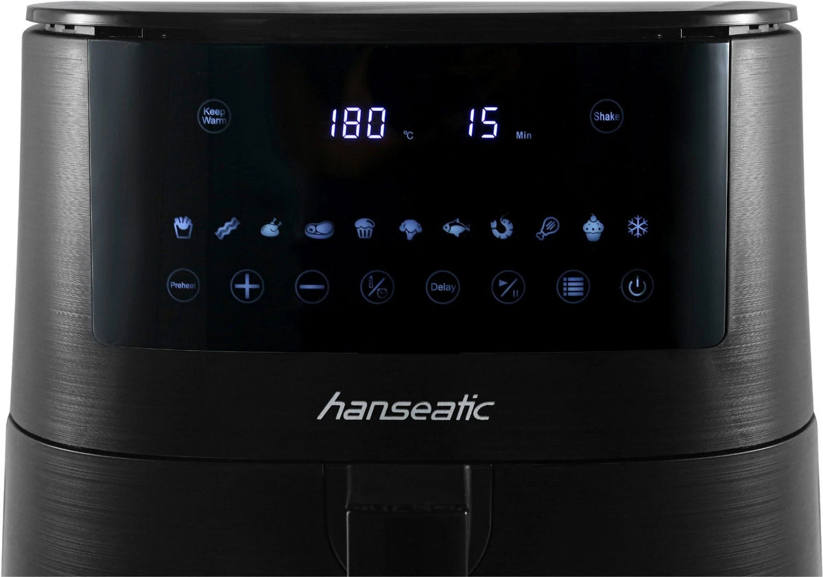 Hanseatic Airfryer 6,5L - 1650W - Zwart - Multikocher - 10 Programma’s - 34x30x40 cm