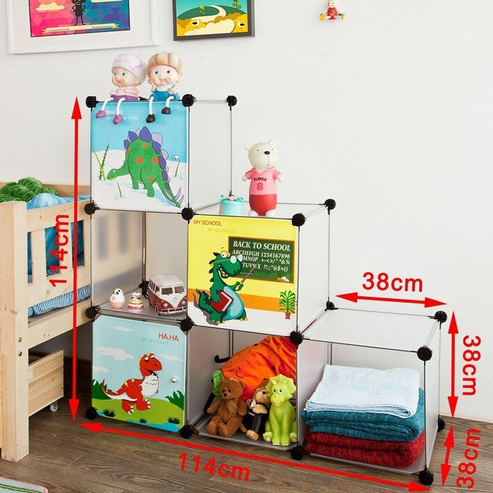 SoBuy Kinderboekenkast - Kinderrek voor Boeken en Speelgoed - 6 boxen - 38 x 38 x 38 cm
