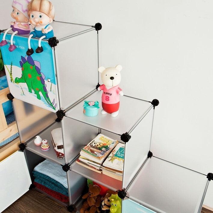 SoBuy Kinderboekenkast - Kinderrek voor Boeken en Speelgoed - 6 boxen - 38 x 38 x 38 cm