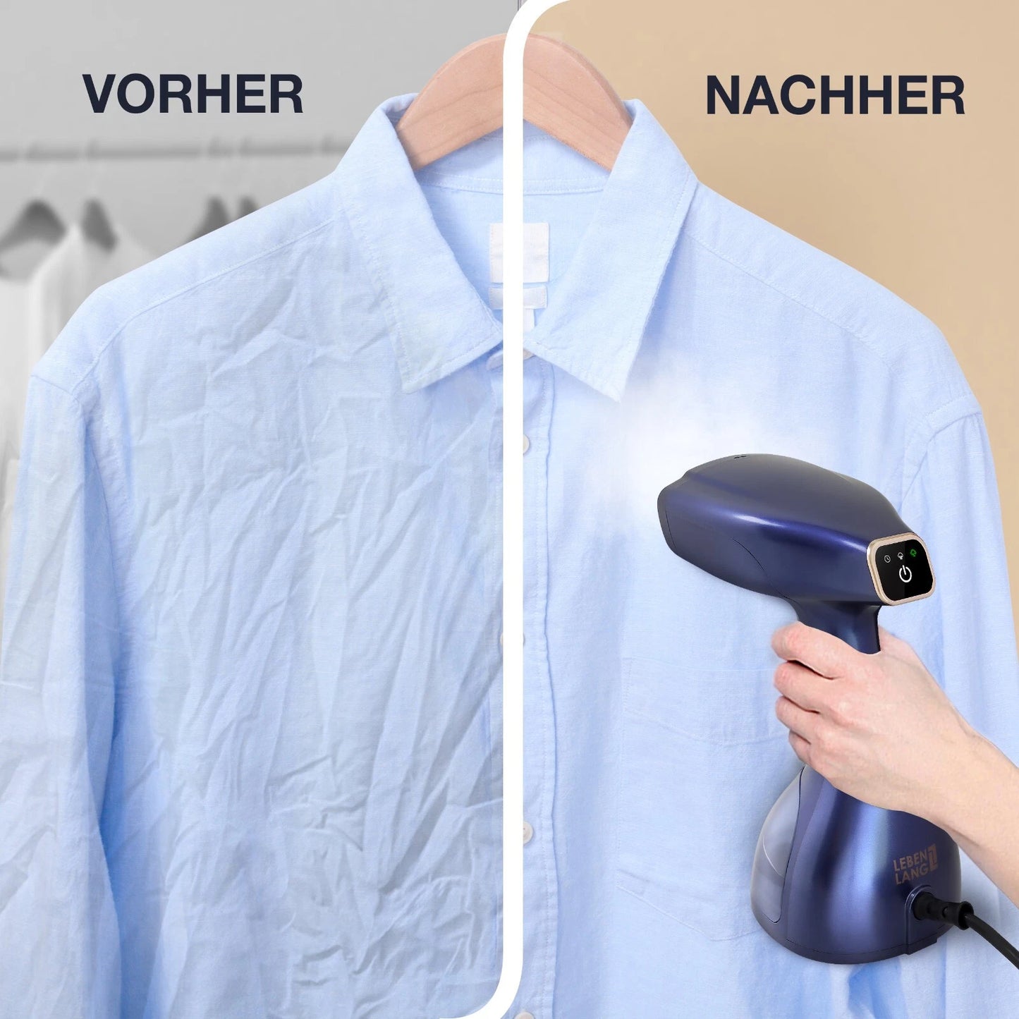 Lebenlang Kledingstomer - 1500W - 300 ml - Handschoen - Blauw