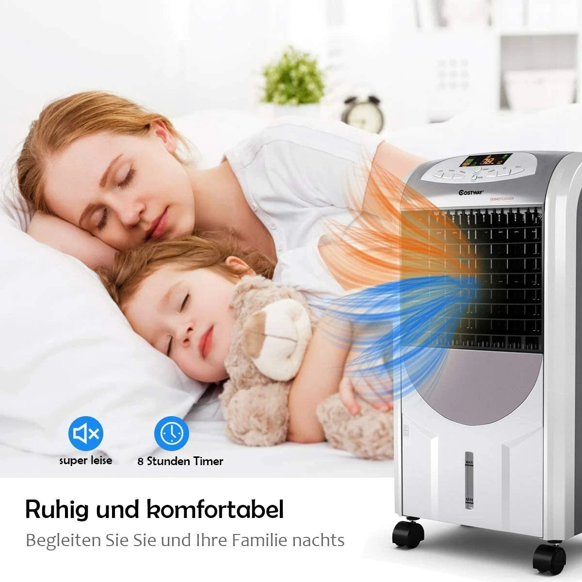 COAST - Luchtverhitter - Airconditioning 2000W - Koeling 75W - 7L watertank - Grijs