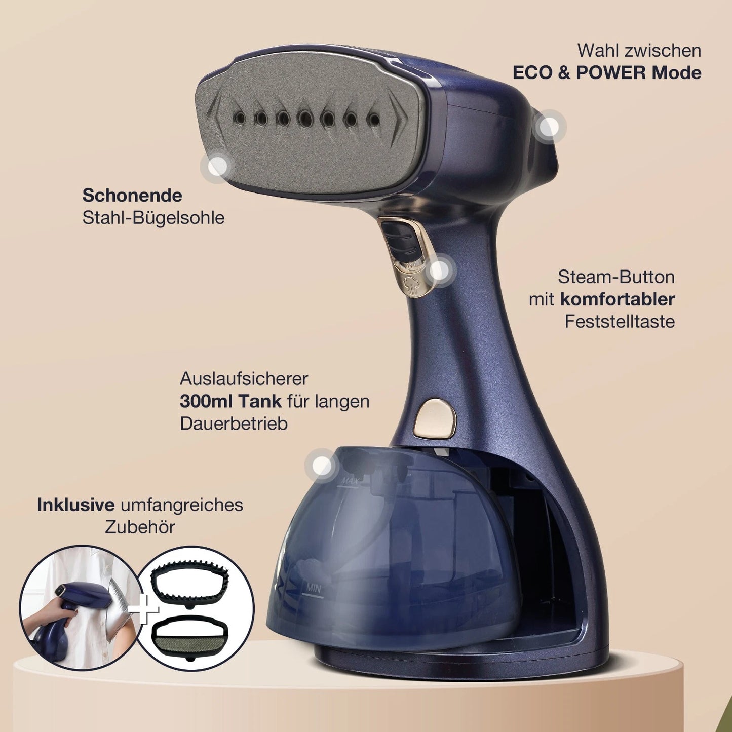 Lebenlang Kledingstomer - 1500W - 300 ml - Handschoen - Blauw