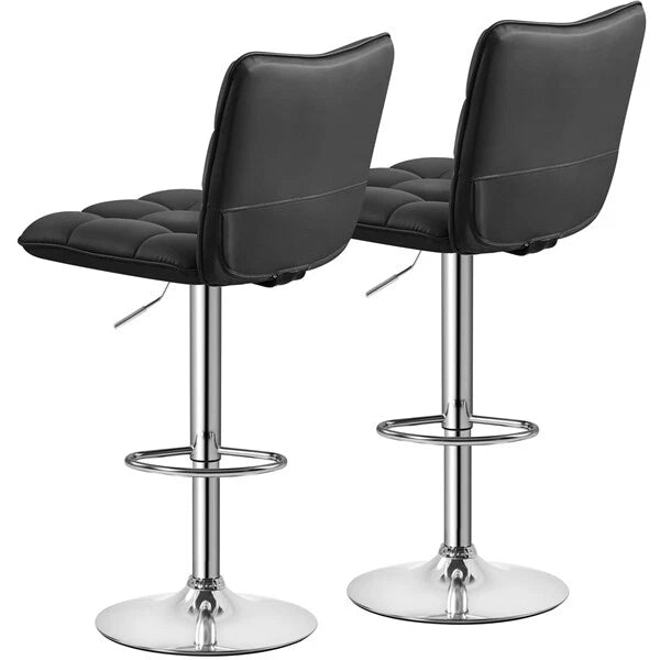 Yaheetech Barkrukken Set van 2 – 360° Draaibaar – Verstelbare Zithoogte 62,5-83 cm – Met Rugleuning en Voetsteun