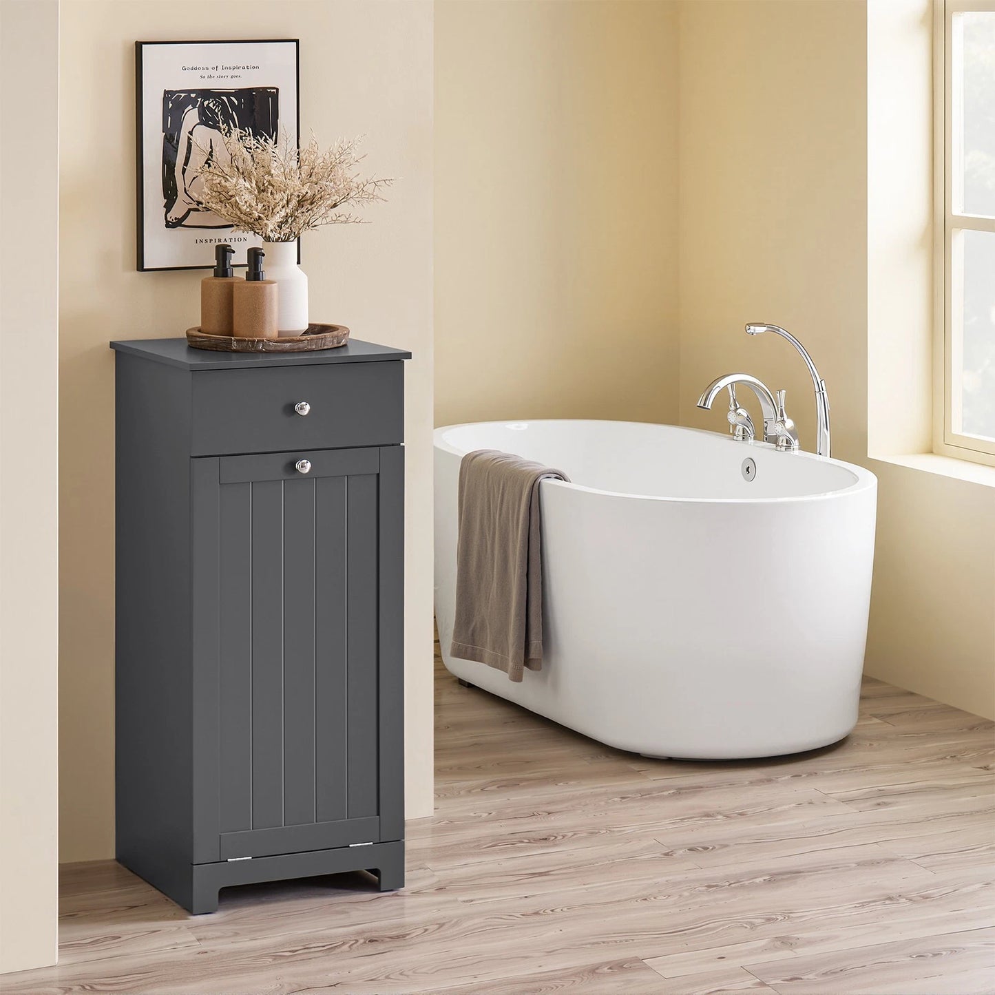 SoBuy Waskast - Wasmand - Lade - Grijs - 40x38 cm