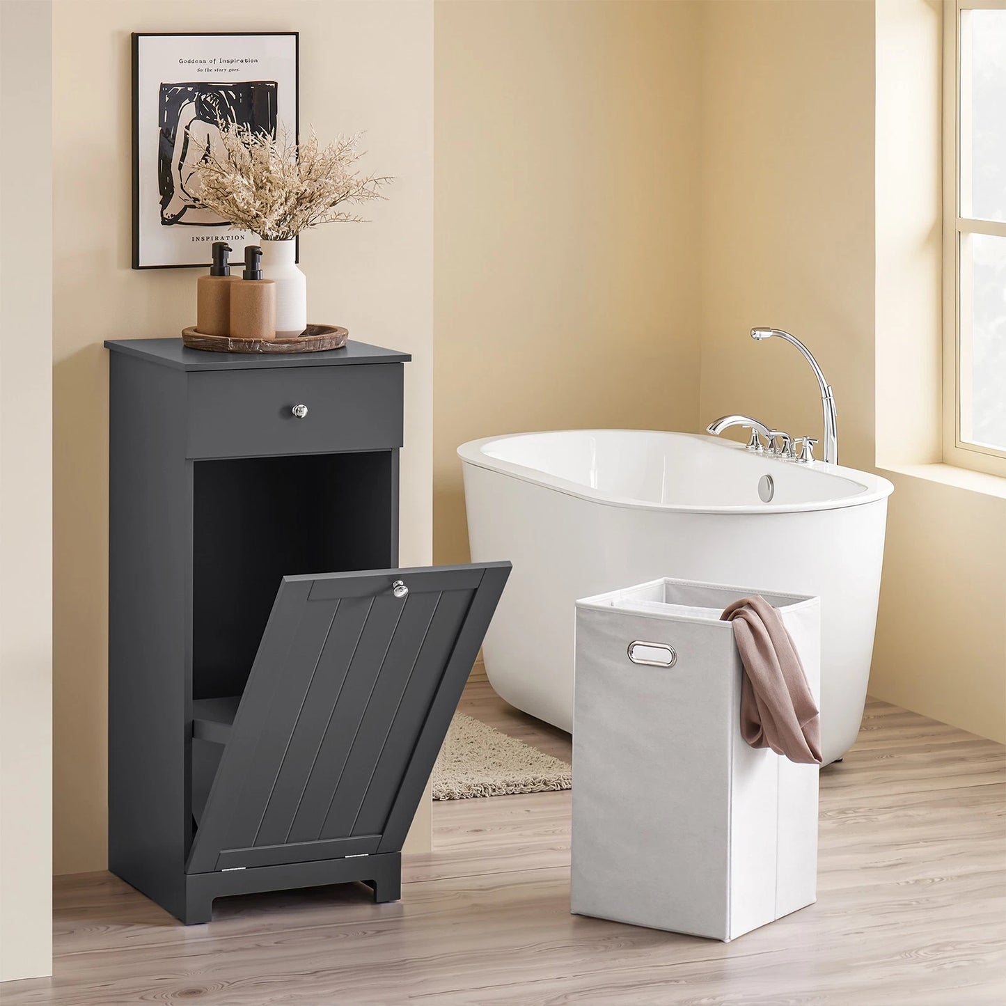 SoBuy Waskast - Wasmand - Lade - Grijs - 40x38 cm