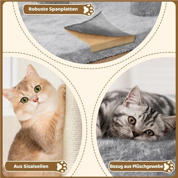 Yaheetech Kattenkrabpaal 60x40x40 cm - Donkergrijs - 2-Laags Kattenboom met Brede Ligplek en Krabpalen