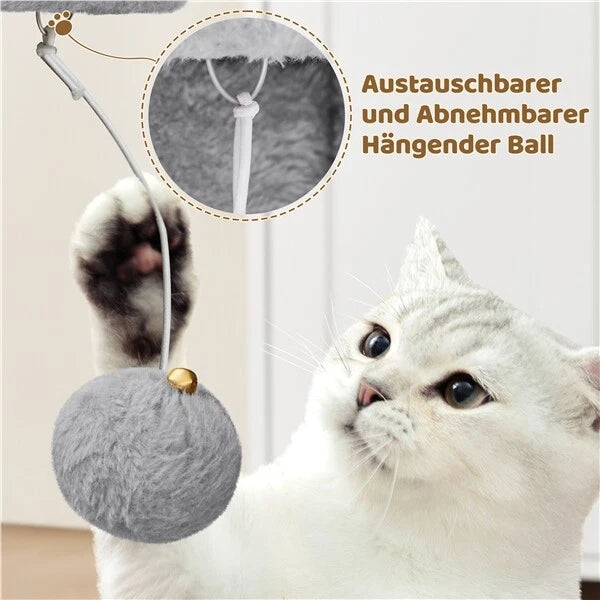 Yaheetech Kattenkrabpaal 60x40x40 cm - Donkergrijs - 2-Laags Kattenboom met Brede Ligplek en Krabpalen