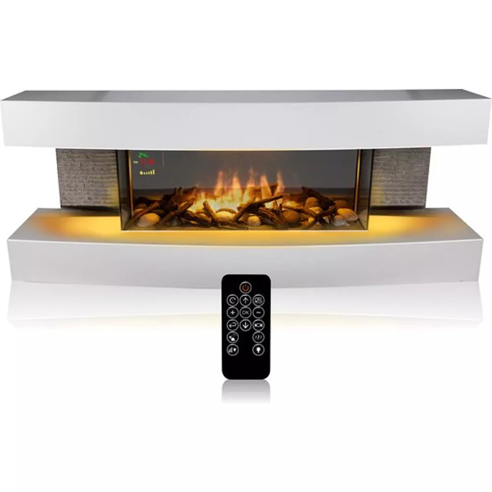 Classic Fire Elektrische Sfeerverwarming - 2000W - LED Vlammen - Wit - 120x31x46 cm