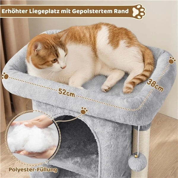 Yaheetech Kattenkrabpaal 60x40x40 cm - Donkergrijs - 2-Laags Kattenboom met Brede Ligplek en Krabpalen