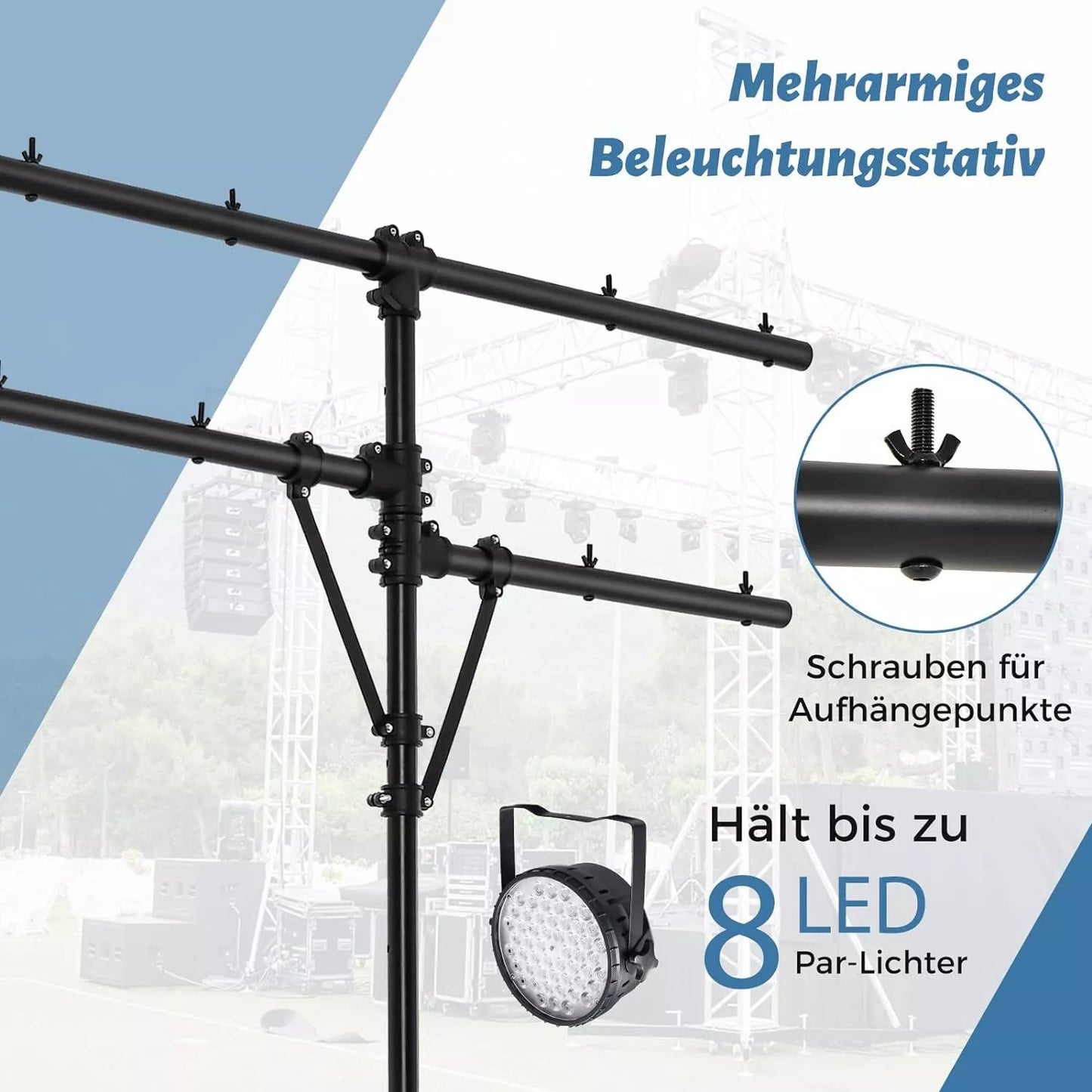 Coast LED-Lichtstatief met Verstelbare Hoogte - 186 tot 351 cm