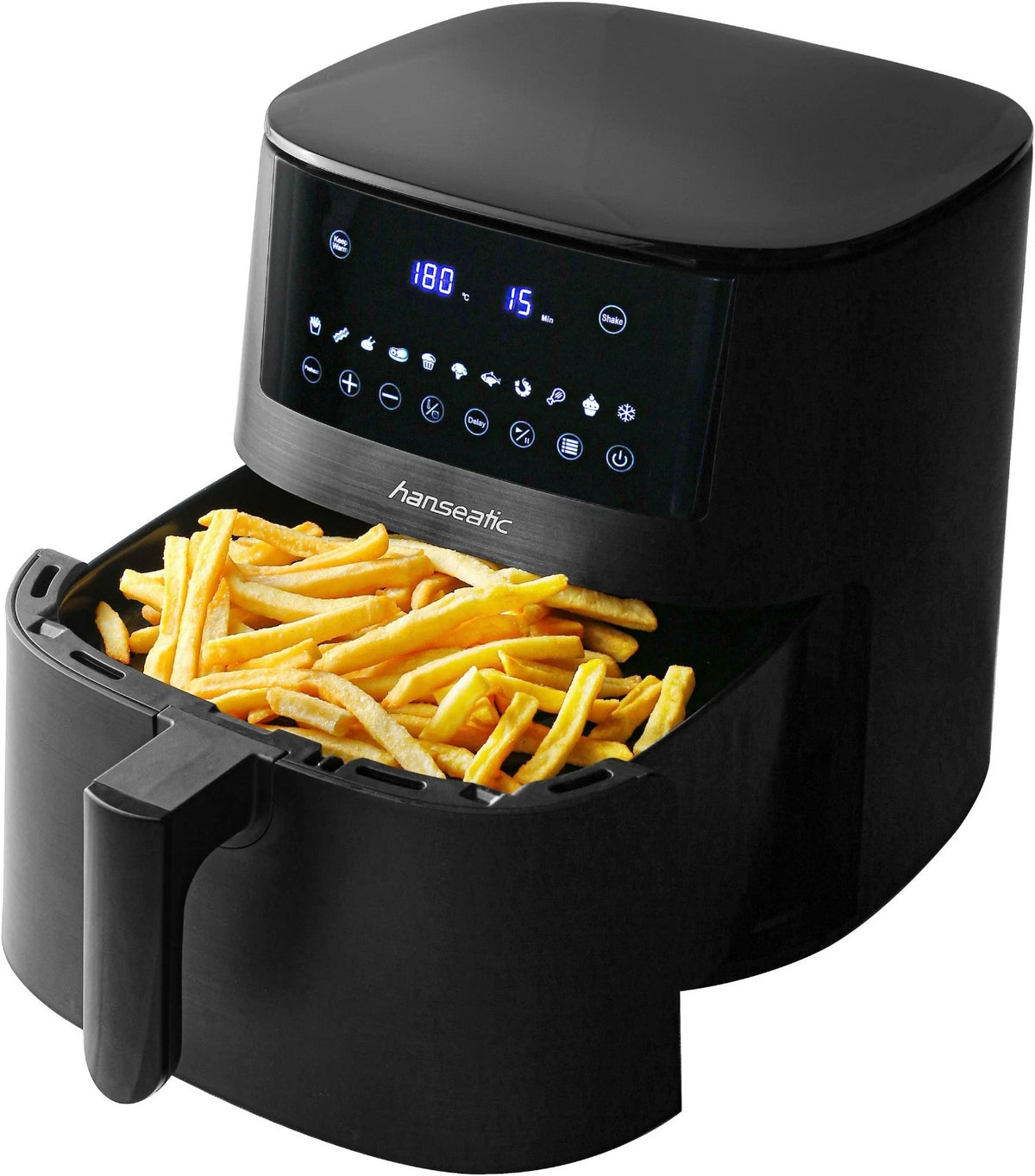 Hanseatic Airfryer 6,5L - 1650W - Zwart - Multikocher - 10 Programma’s - 34x30x40 cm