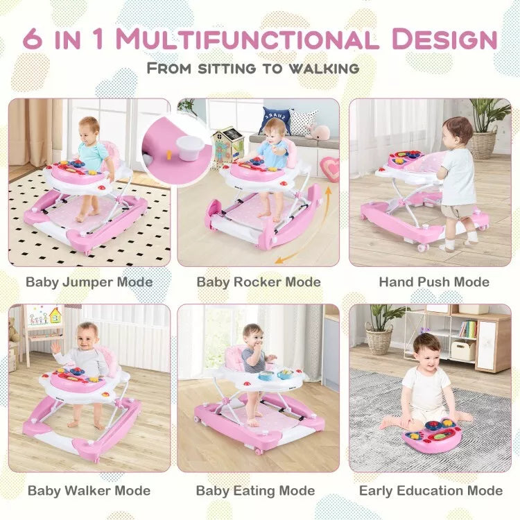 Coast Baby Loopwagen - Opvouwbaar - 6 x 1 - Verstelbaar hoogte - 71 x 61 x 50 cm - Roze
