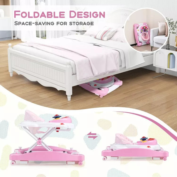 Coast Baby Loopwagen - Opvouwbaar - 6 x 1 - Verstelbaar hoogte - 71 x 61 x 50 cm - Roze
