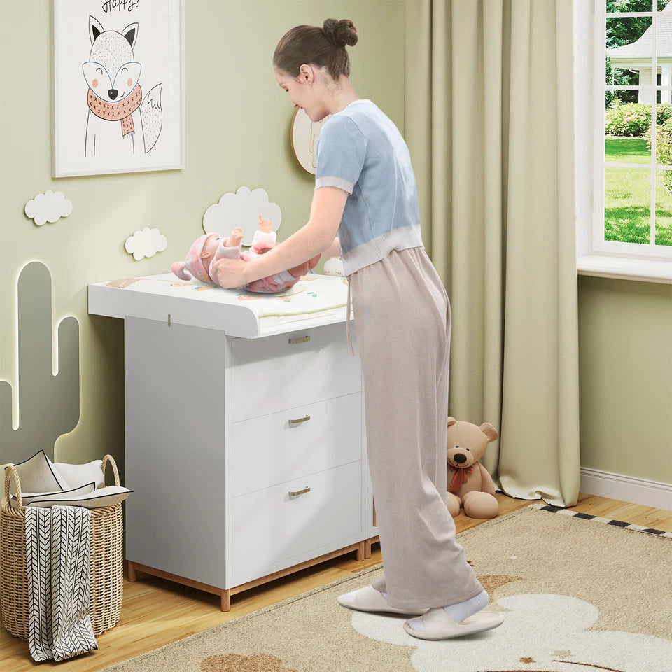 Woltu Aankleedkussen - Opzet - 80 x 70 x 10 cm - MDF - Wit - Babytafel