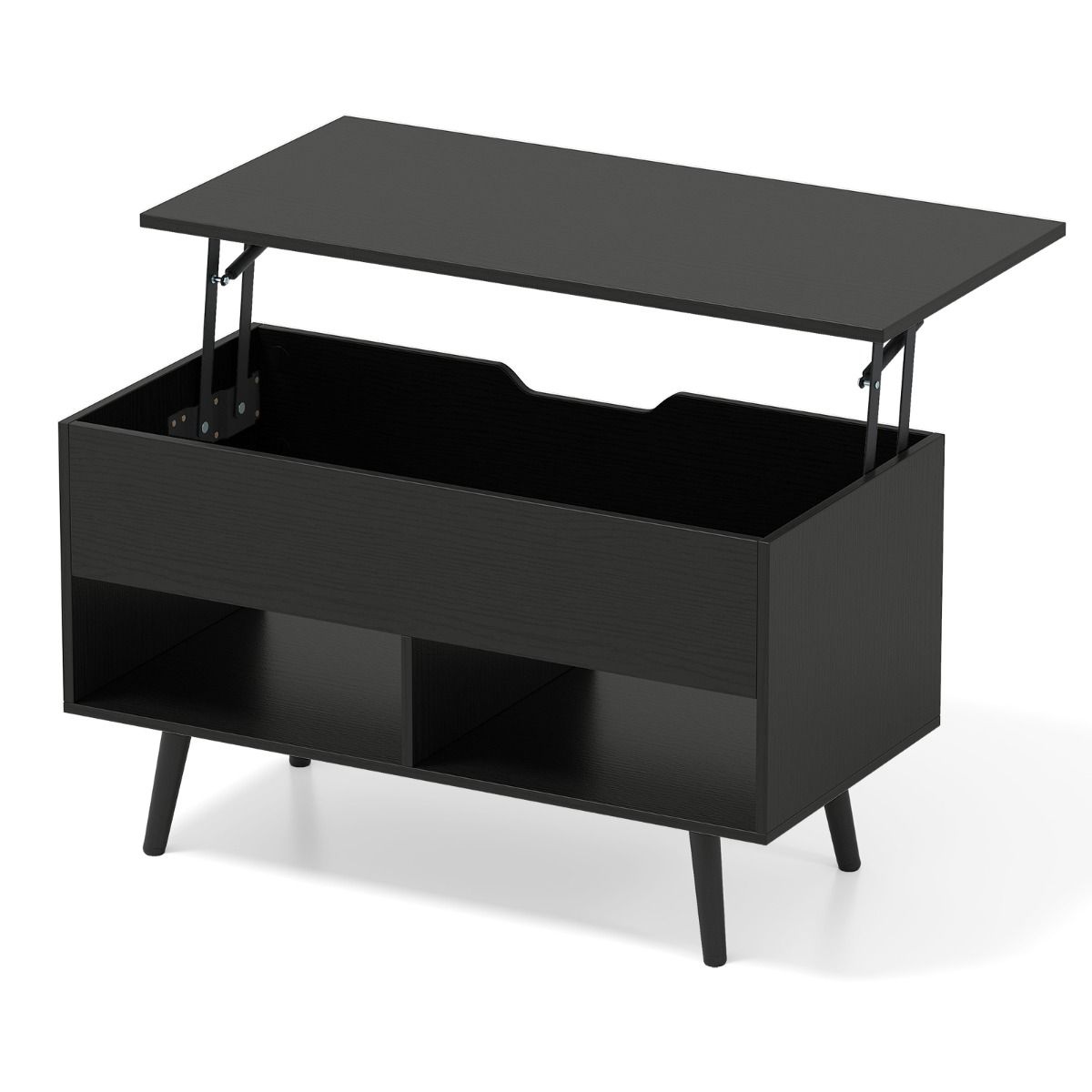 Coast Salontafel met Verhoogd Blad – In Hoogte Verstelbare Moderne Woonkamertafel – 80 x 40 x 46–60 cm – Zwart