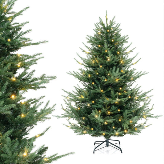 Coast Kunstkerstboom 180 cm Groen – Scharnierend – Voorverlicht met Warm Witte LED’s – Metalen Standaard