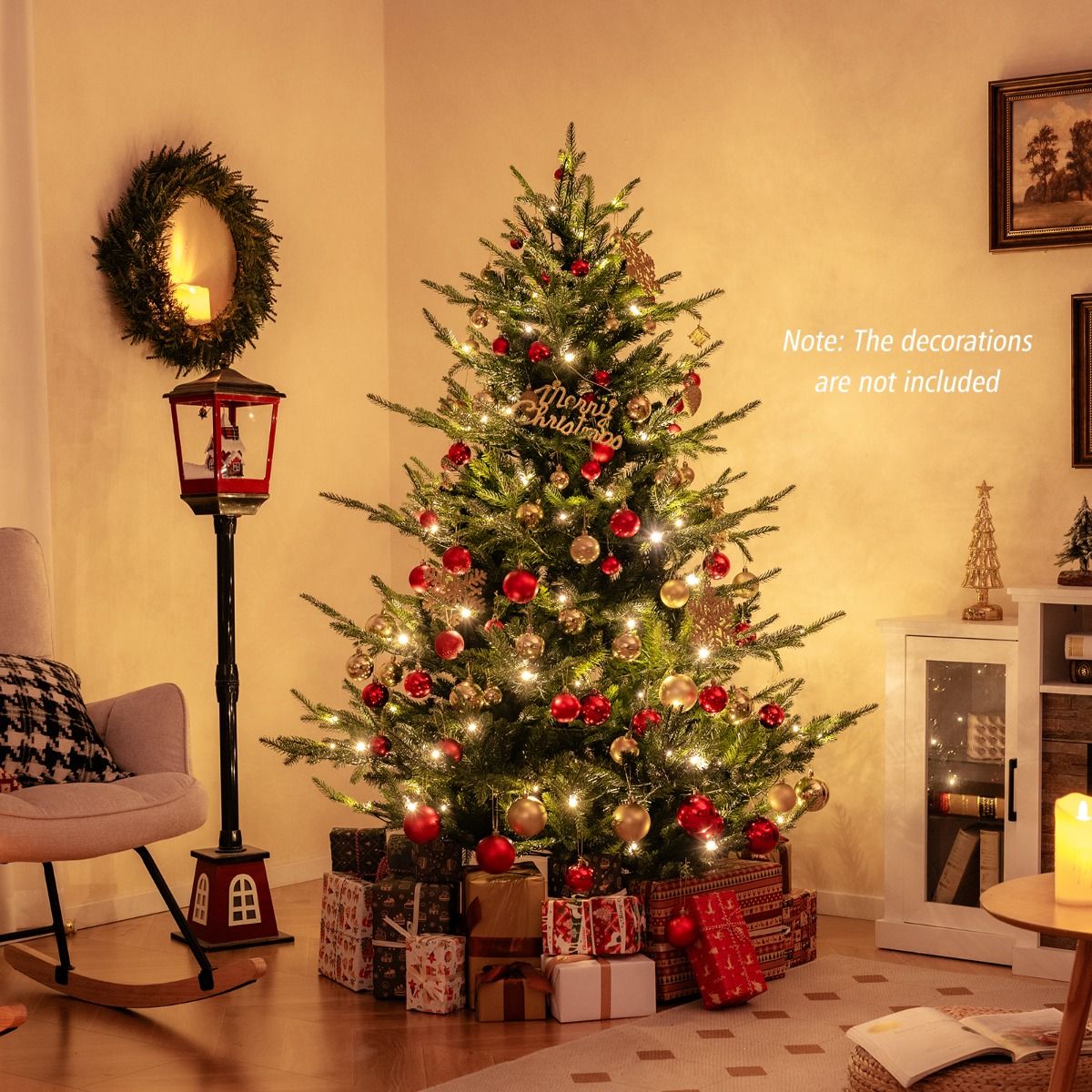 Coast Kunstkerstboom 180 cm Groen – Scharnierend – Voorverlicht met Warm Witte LED’s – Metalen Standaard
