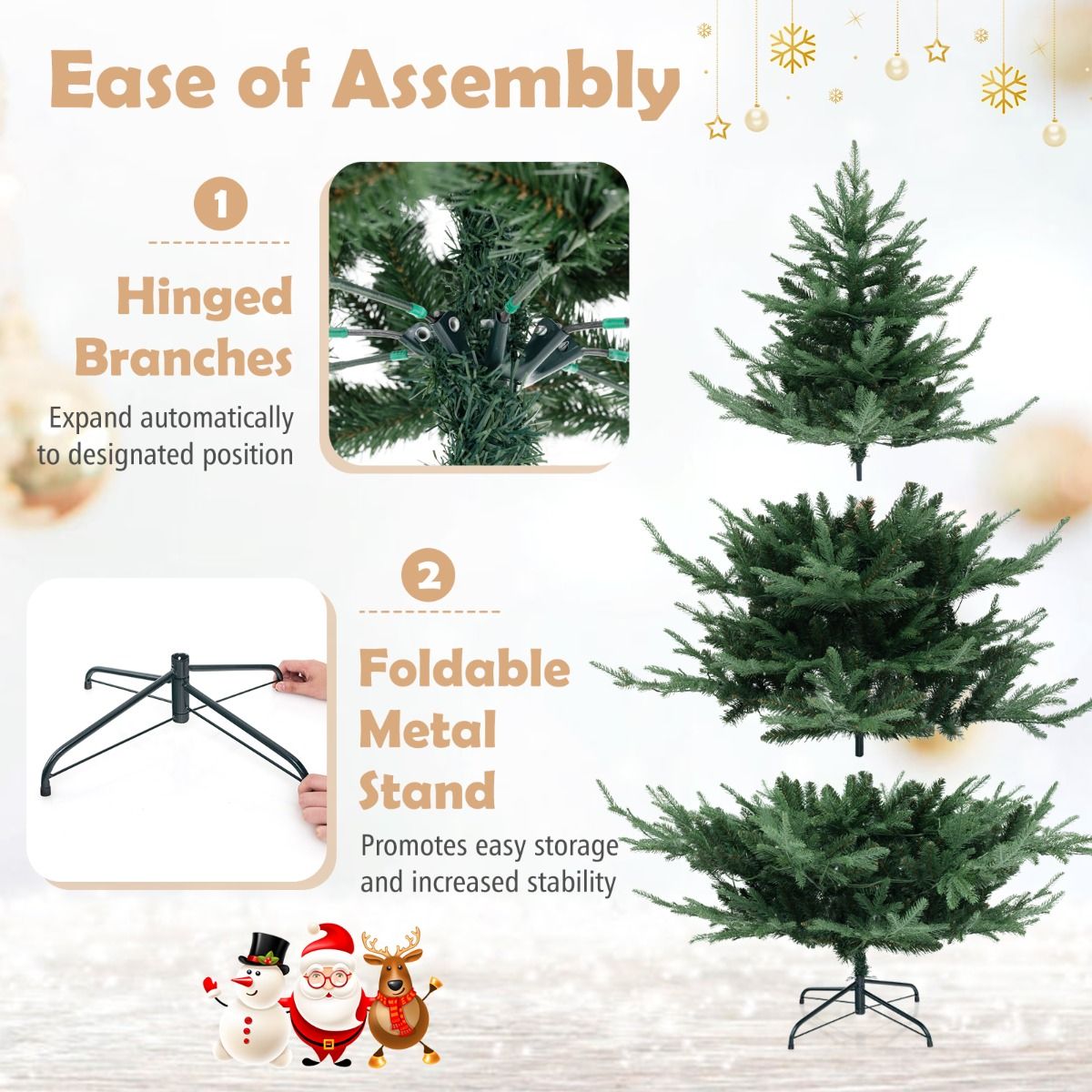 Coast Kunstkerstboom 180 cm Groen – Scharnierend – Voorverlicht met Warm Witte LED’s – Metalen Standaard