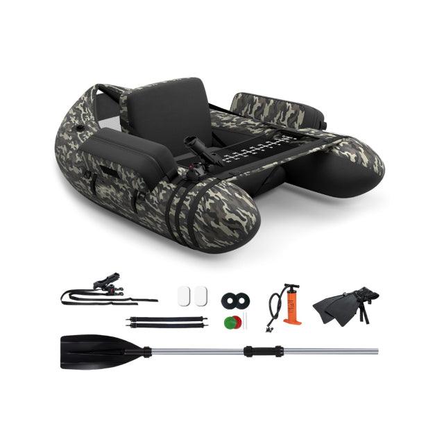 Coast Opblaasbare Vissersboot - Verstelbare Hengelhouder & Rugleuning - 2 Haakhouders - 135 x 109 x 54 cm - Camouflage