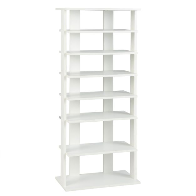 Stijlvol Schoenenrek met 7 Niveaus – Dubbele Rij – Compact en Ruimtebesparend – 47 x 25,5 x 110 cm – Wit