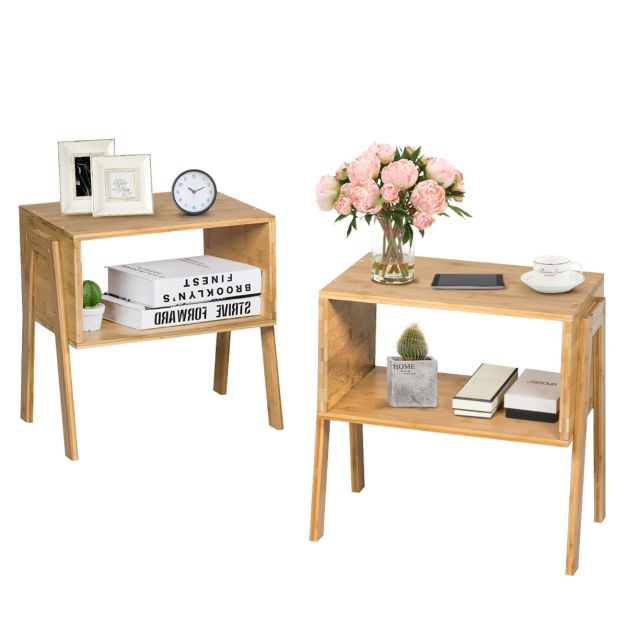 Coast Set van 2 Nachtkastjes - Met Open Compartiment - Bamboe - 43 x 29 x 42 cm