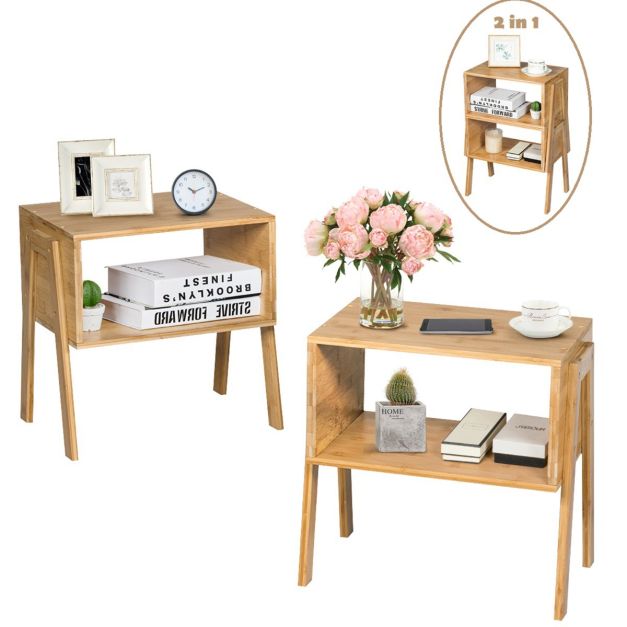 Coast Set van 2 Nachtkastjes - Met Open Compartiment - Bamboe - 43 x 29 x 42 cm