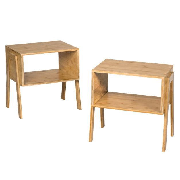 Coast Set van 2 Nachtkastjes - Met Open Compartiment - Bamboe - 43 x 29 x 42 cm