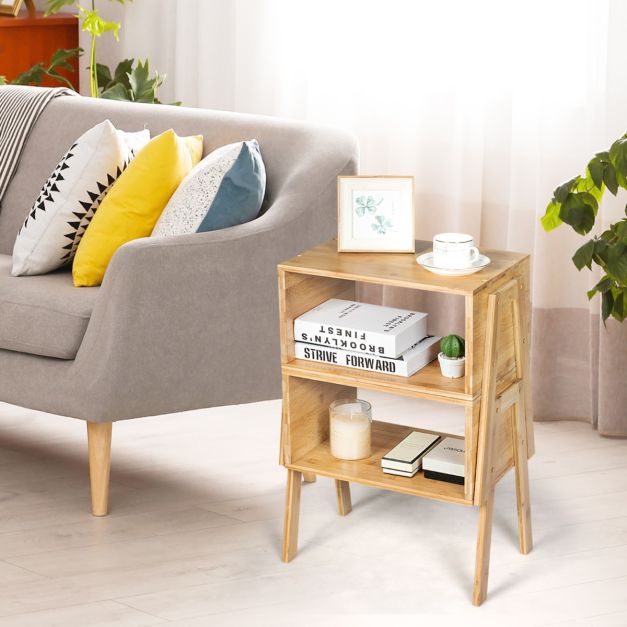 Coast Set van 2 Nachtkastjes - Met Open Compartiment - Bamboe - 43 x 29 x 42 cm