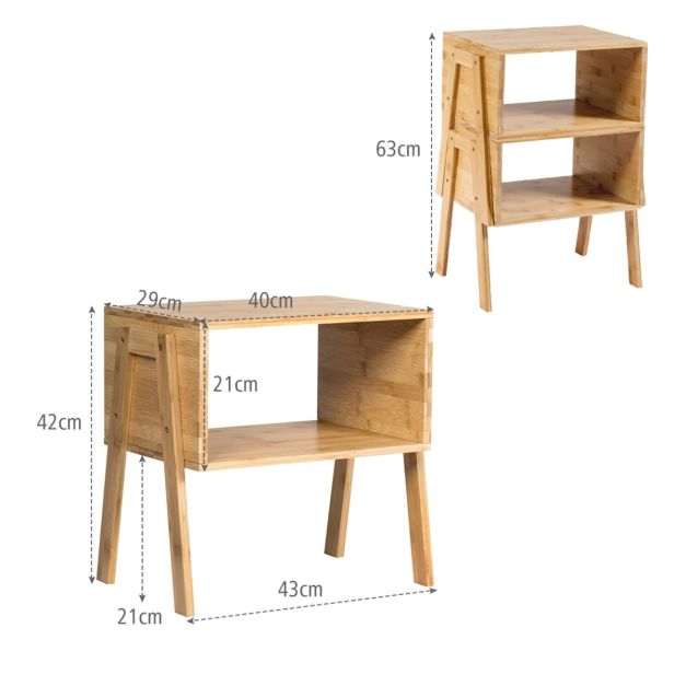 Coast Set van 2 Nachtkastjes - Met Open Compartiment - Bamboe - 43 x 29 x 42 cm
